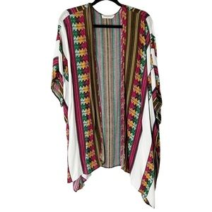 Audrey 3+1 Aztec Western Art to Wear Print Kimono Boho Bohemian